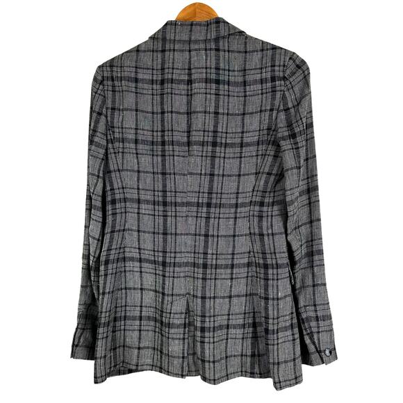 Rag & Bone NWOT Disney Cruella Linen Blend Blazer Size 4 Gray Plaid Slim Fit - Picture 3 of 8